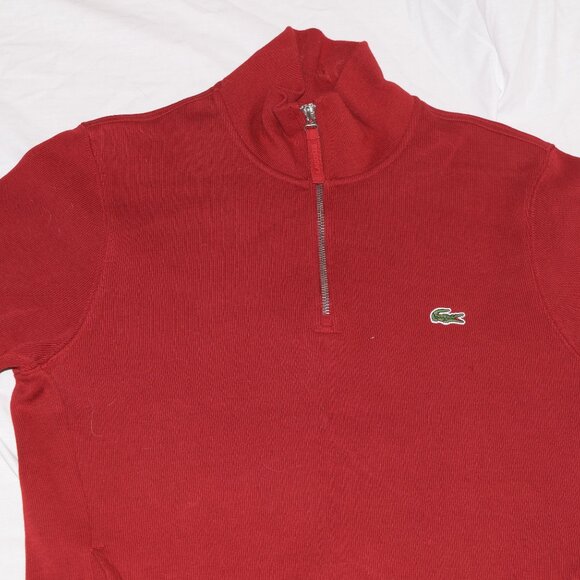 Lacoste Red Quarter Zip - Picture 2 of 9